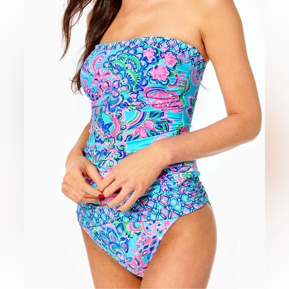 Lilly Pulitzer Justina Tankini Top & Lagoon Sarong Hipster Bikini Bottom - Picture 1 of 16